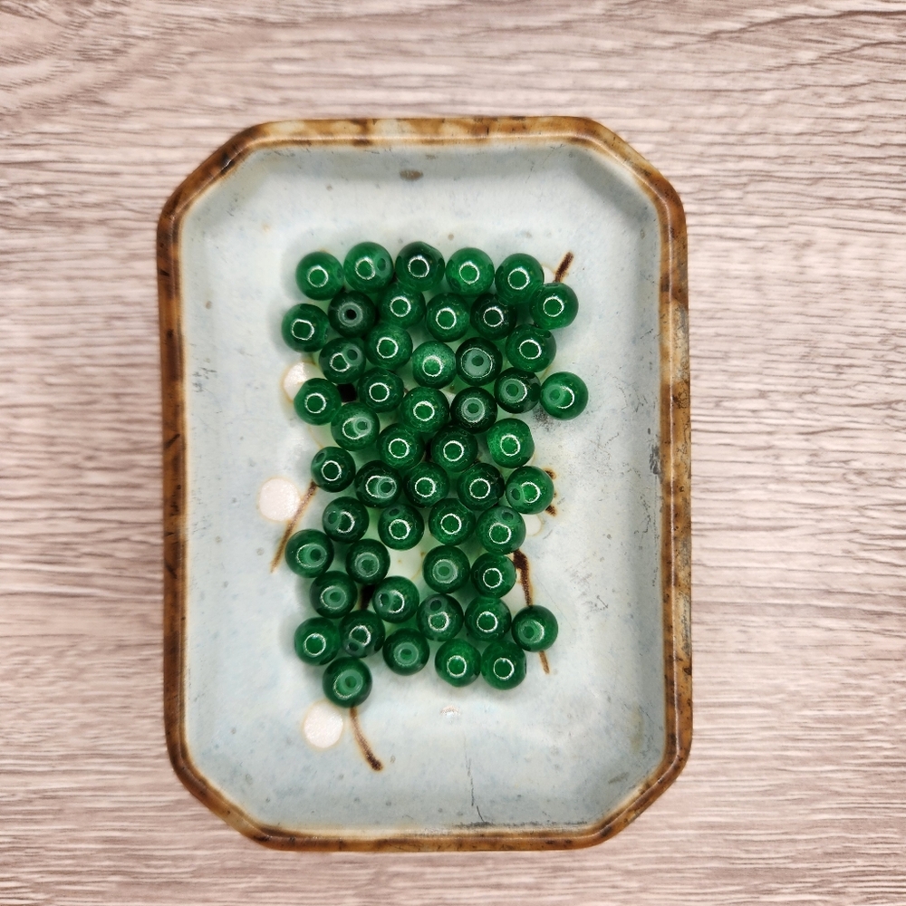 6mm Glass Beads Solid Color Jade Like Appearance 50 Count #124